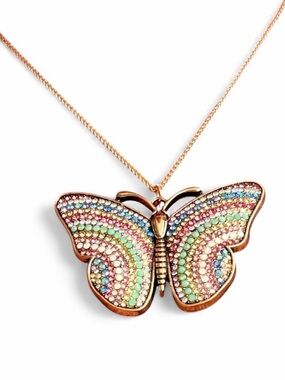 Multi-Color Butterfly Rhinestone Necklace